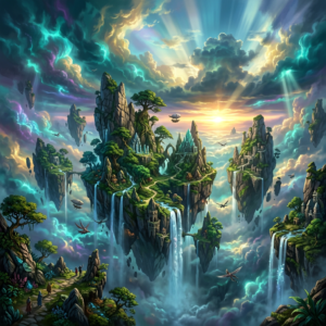 Fantasy Sky Islands & Cyberpunk City 4K Wallpaper Pack – Premium Bundle (Instant Download)